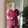 burghandy Casual summer suit close shot Freska Summer Suit