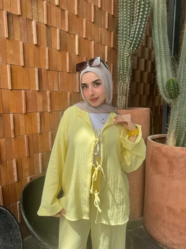 yellow women cotton suit 2 Comfortable cotton suit