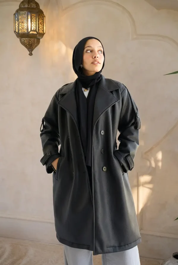 premuim black leather coat