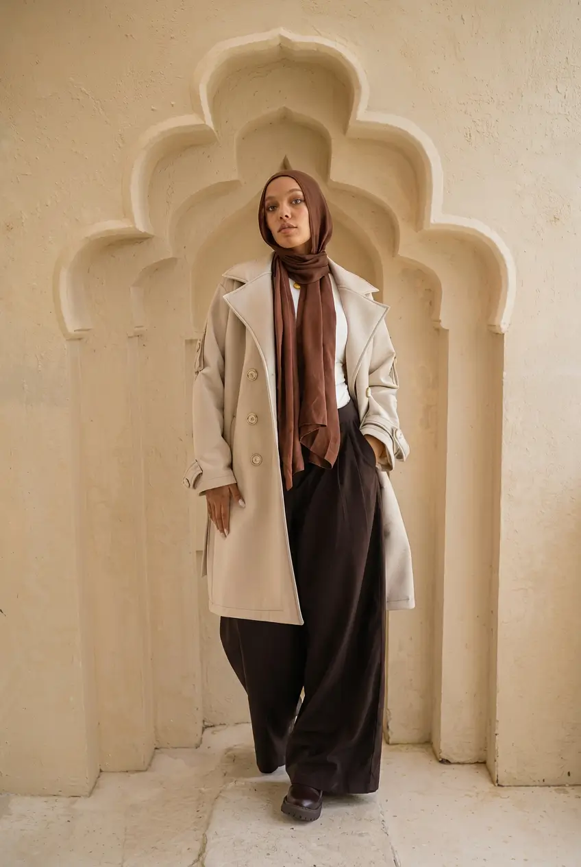 brown long premuin leather coat for women
