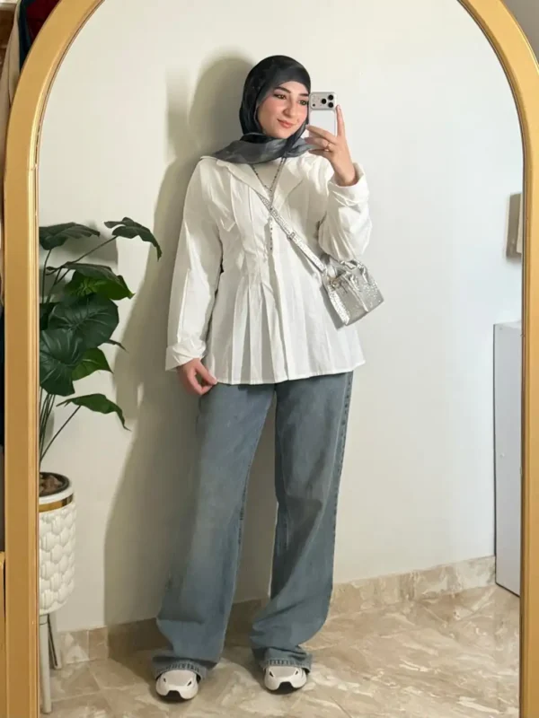 WHIT BUTONNED COTTON SHIRT FOR WOMEN (1) WHIT BUTONNED COTTON SHIRT FOR WOMEN