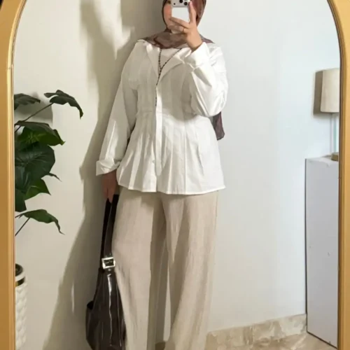 WHIT BUTONNED COTTON SHIRT FOR WOMEN