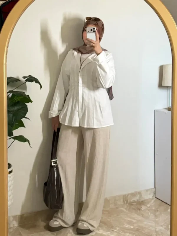 WHIT BUTONNED COTTON SHIRT FOR WOMEN (3) WHIT BUTONNED COTTON SHIRT FOR WOMEN