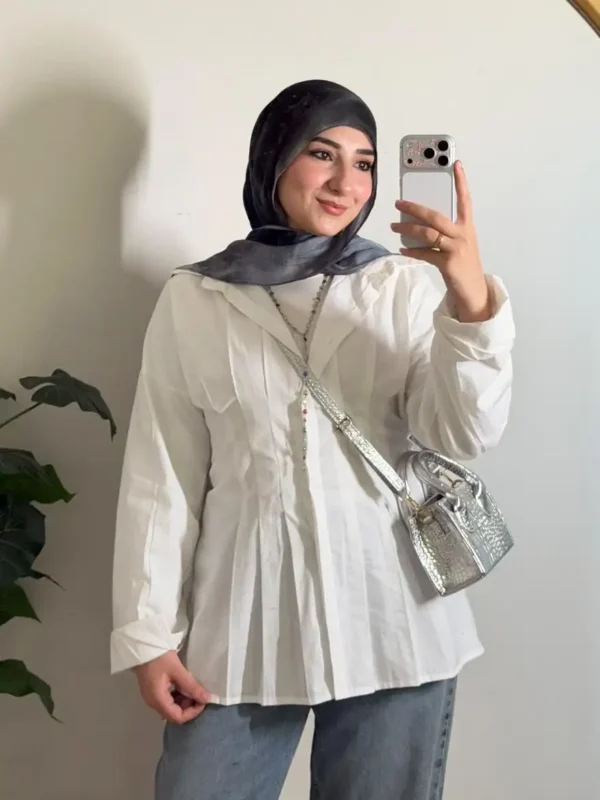 WHIT BUTONNED COTTON SHIRT FOR WOMEN (5) WHIT BUTONNED COTTON SHIRT FOR WOMEN
